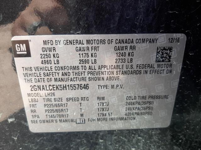 Photo 10 from auction – 2017 CHEVROLET EQUINOX LT with VIN 2GNALCEK5H1557646