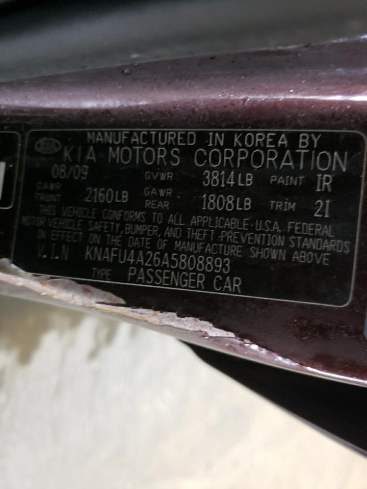 Photo 10 from auction – 2010 KIA FORTE EX with VIN KNAFU4A26A5808893