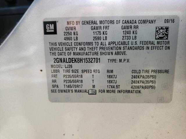 Photo 10 from auction – 2017 CHEVROLET EQUINOX PR with VIN 2GNALDEK8H1532701