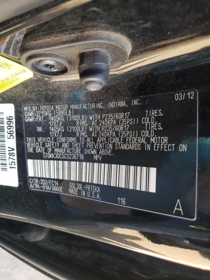 Photo 10 from auction – 2012 TOYOTA SIENNA LE with VIN 5TDKK3DC5CS236718