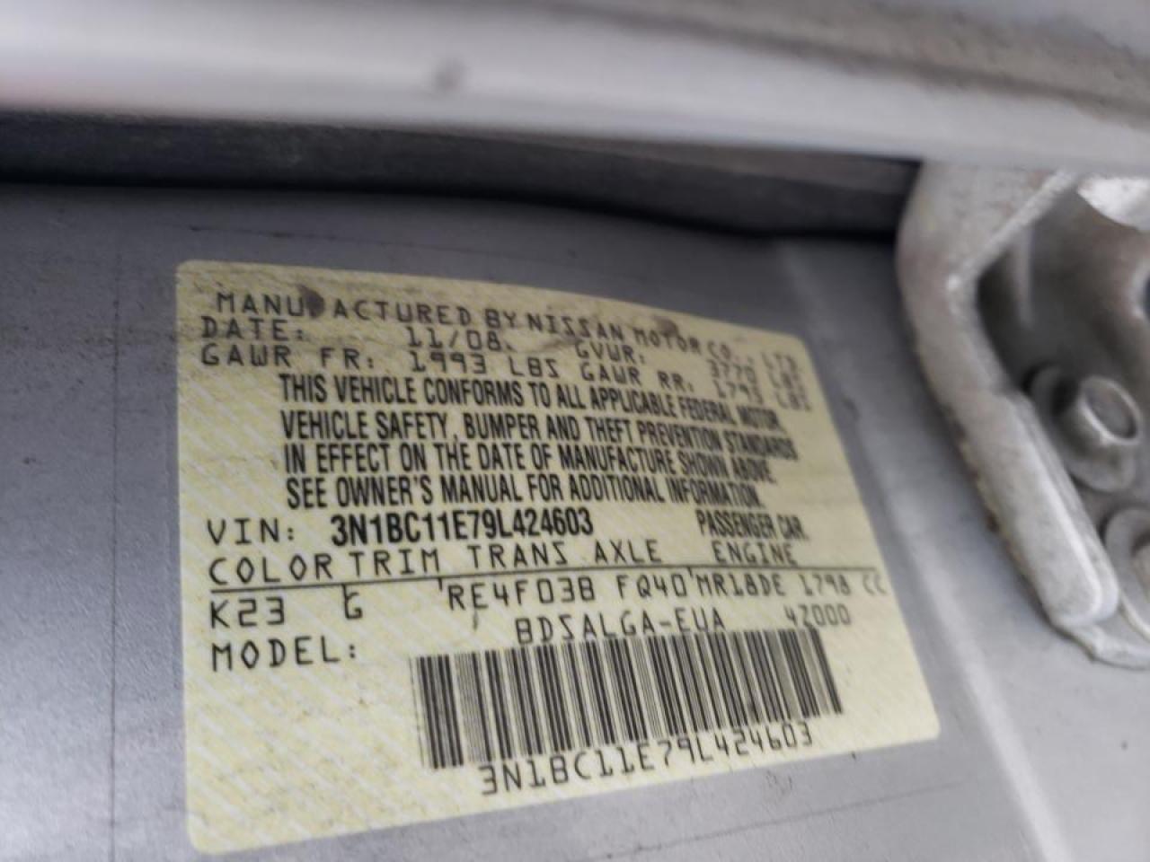 Photo 10 from auction – 2009 NISSAN VERSA S with VIN 3N1BC11E79L424603