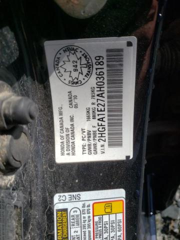 Photo 10 from auction – 2010 HONDA CIVIC DX with VIN 2HGFA1E27AH036189
