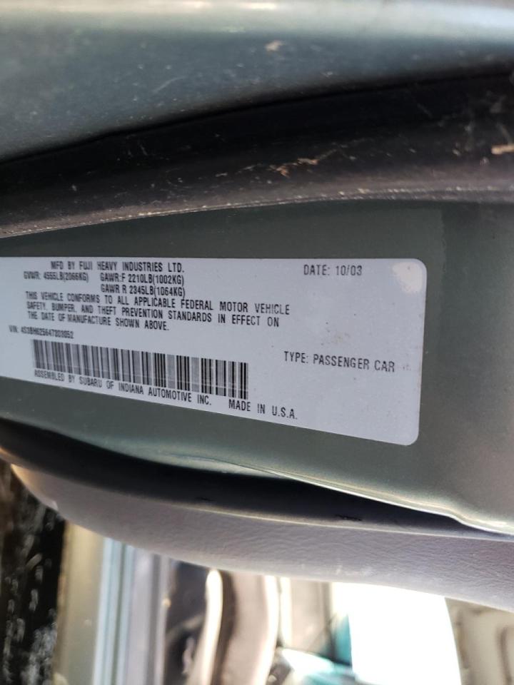 Photo 10 from auction – 2004 SUBARU LEGACY L S with VIN 4S3BH625647303052