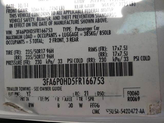 Photo 10 from auction – 2015 FORD FUSION with VIN 3FA6P0HD5FR166753