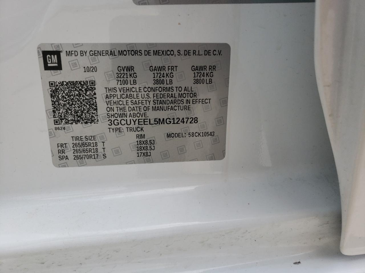 Photo 10 from auction – 2021 CHEVROLET SILVERADO with VIN 3GCUYEEL5MG124728