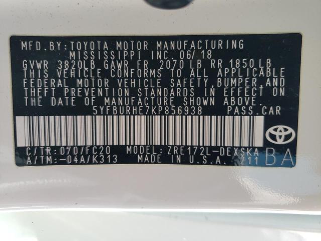 Photo 10 from auction – 2019 TOYOTA COROLLA L with VIN 5YFBURHE7KP856938