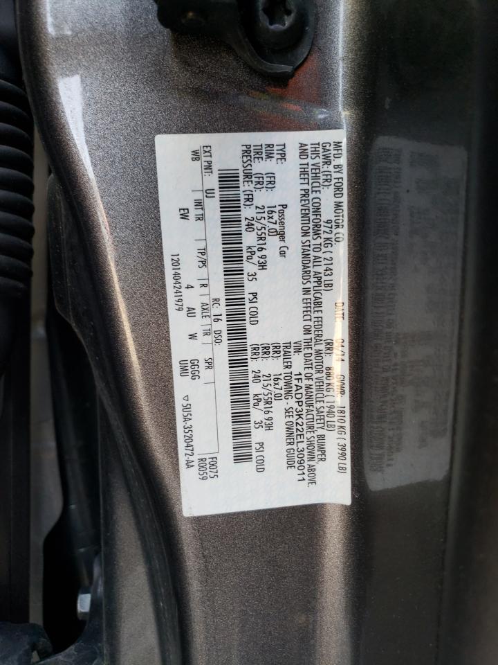 Photo 10 from auction – 2014 FORD FOCUS SE with VIN 1FADP3K22EL309011