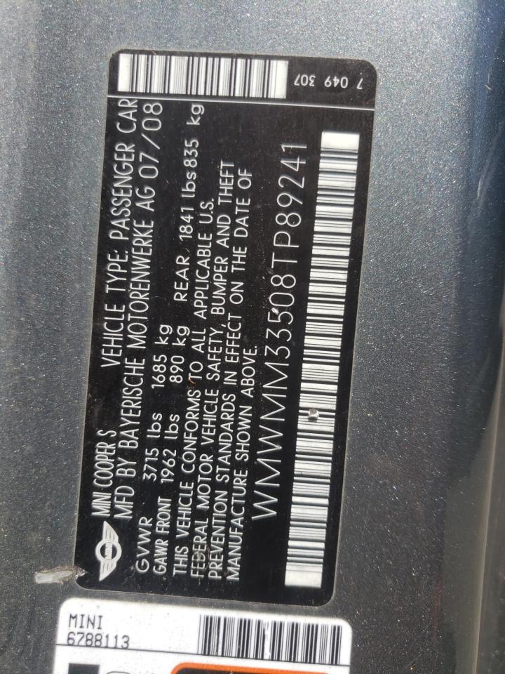 Photo 10 from auction – 2008 MINI COOPER S C with VIN WMWMM33508TP89241
