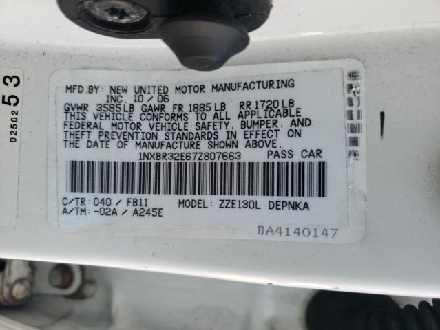 Photo 10 from auction – 2007 TOYOTA COROLLA CE with VIN 1NXBR32E67Z807663