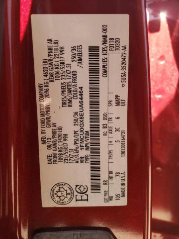 Photo 10 from auction – 2014 FORD ESCAPE SE with VIN 1FMCU0GX8EUA64464