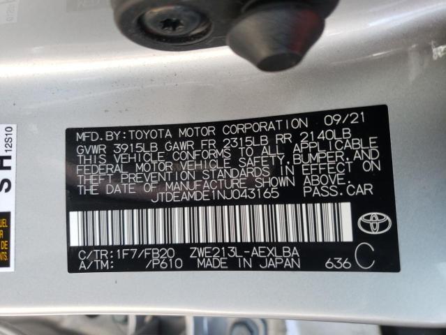 Photo 10 from auction – 2022 TOYOTA COROLLA LE with VIN JTDEAMDE1NJ043165