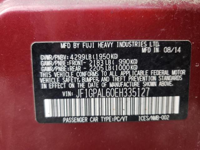 Photo 1 from auction – 2014 SUBARU IMPREZA SP with VIN JF1GPAL60EH335127
