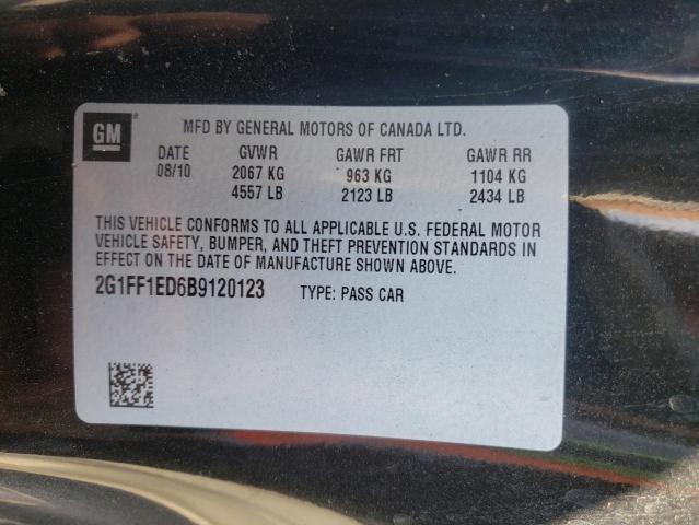 Photo 10 from auction – 2011 CHEVROLET CAMARO LT with VIN 2G1FF1ED6B9120123
