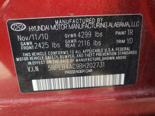 Photo 10 from auction – 2011 HYUNDAI SONATA GLS with VIN 5NPEB4AC9BH202731