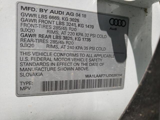 Photo 10 from auction – 2018 AUDI Q7 PREMIUM with VIN WA1LAAF71JD039706