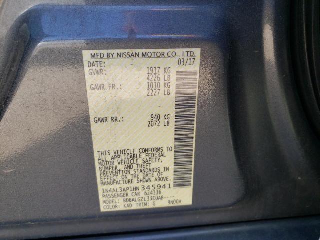 Photo 10 from auction – 2017 NISSAN ALTIMA 2.5 with VIN 1N4AL3AP1HN345941