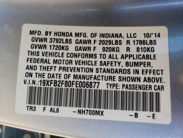 Photo 10 from auction – 2015 HONDA CIVIC EX with VIN 19XFB2F80FE006877