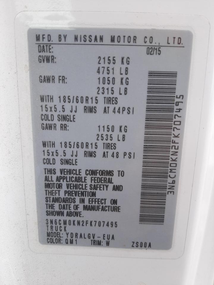 Photo 10 from auction – 2015 NISSAN NV200 2.5S with VIN 3N6CM0KN2FK707495