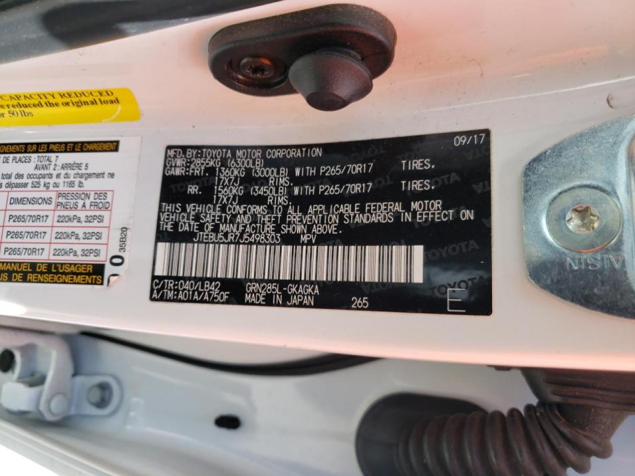 Photo 10 from auction – 2018 TOYOTA 4RUNNER SR with VIN JTEBU5JR7J5498303