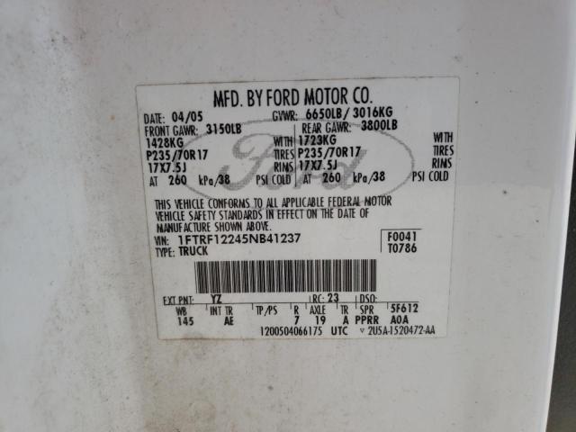 Photo 10 from auction – 2005 FORD F150 with VIN 1FTRF12245NB41237