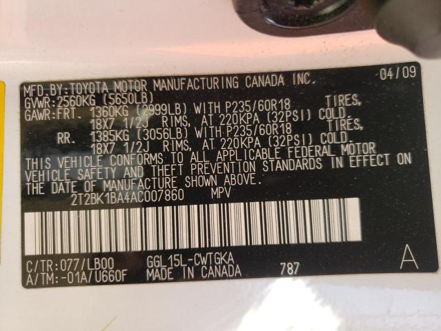 Photo 10 from auction – 2010 LEXUS RX 350 with VIN 2T2BK1BA4AC007860