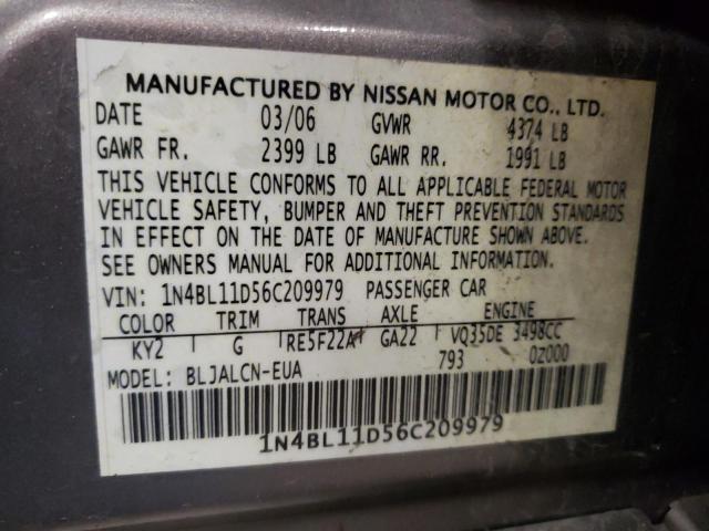Photo 10 from auction – 2006 NISSAN ALTIMA SE with VIN 1N4BL11D56C209979