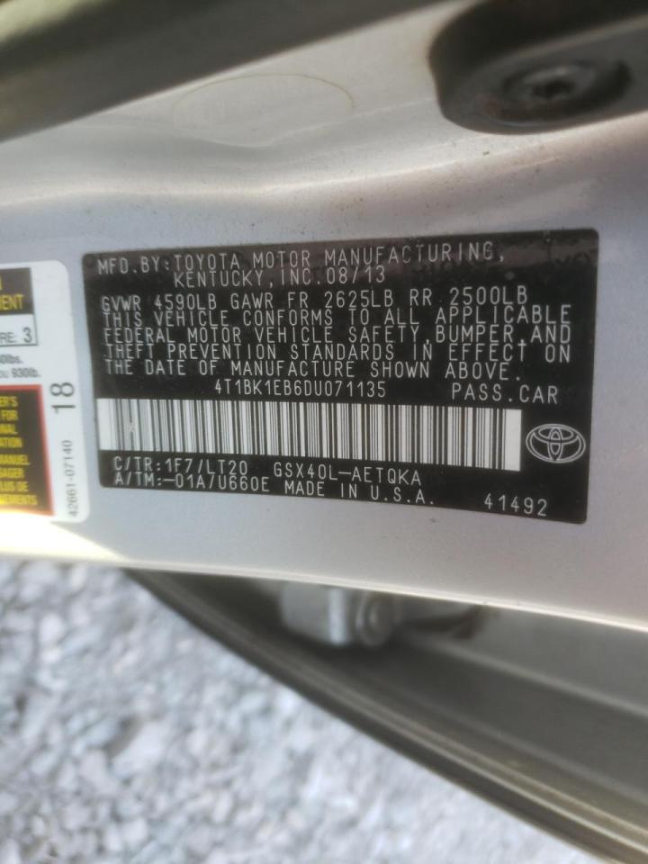 Photo 10 from auction – 2013 TOYOTA AVALON BAS with VIN 4T1BK1EB6DU071135
