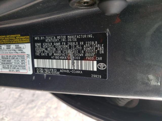 Photo 10 from auction – 2007 TOYOTA CAMRY with VIN 4T1BE46K87U041369