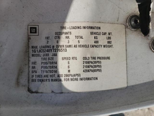 Photo 10 from auction – 2000 CHEVROLET CAVALIER with VIN 1G1JC5248Y7276513