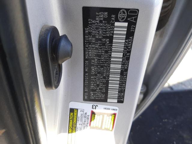 Photo 10 from auction – 2012 TOYOTA COROLLA BA with VIN 2T1BU4EE0CC799121
