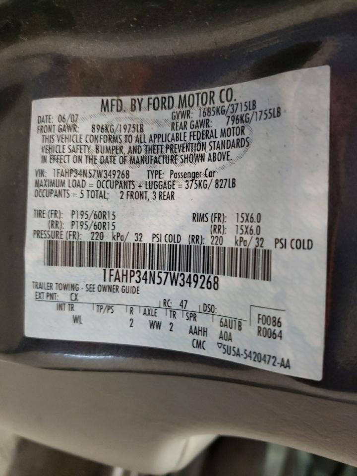 Photo 10 from auction – 2007 FORD FOCUS ZX4 with VIN 1FAHP34N57W349268