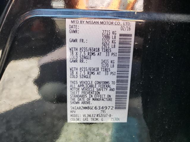 Photo 10 from auction – 2016 NISSAN PATHFINDER with VIN 5N1AR2MM8GC634972