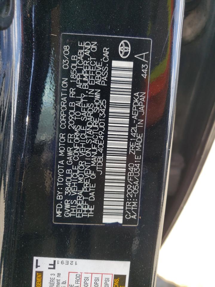 Photo 10 from auction – 2009 TOYOTA COROLLA BA with VIN JTDBL40E49J013425