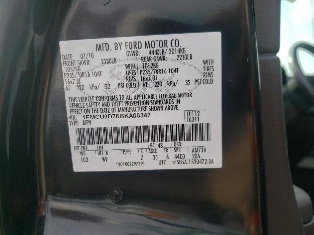 Photo 10 from auction – 2011 FORD ESCAPE XLT with VIN 1FMCU0D76BKA06347