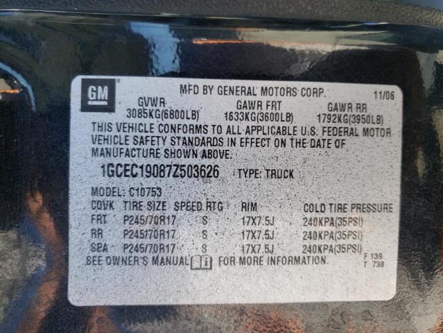Photo 10 from auction – 2007 CHEVROLET SILVERADO with VIN 1GCEC19087Z503626