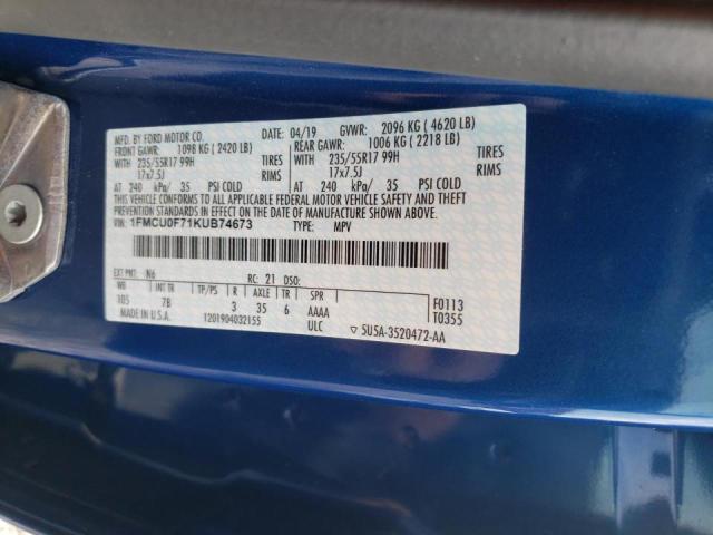 Photo 10 from auction – 2019 FORD ESCAPE S with VIN 1FMCU0F71KUB74673