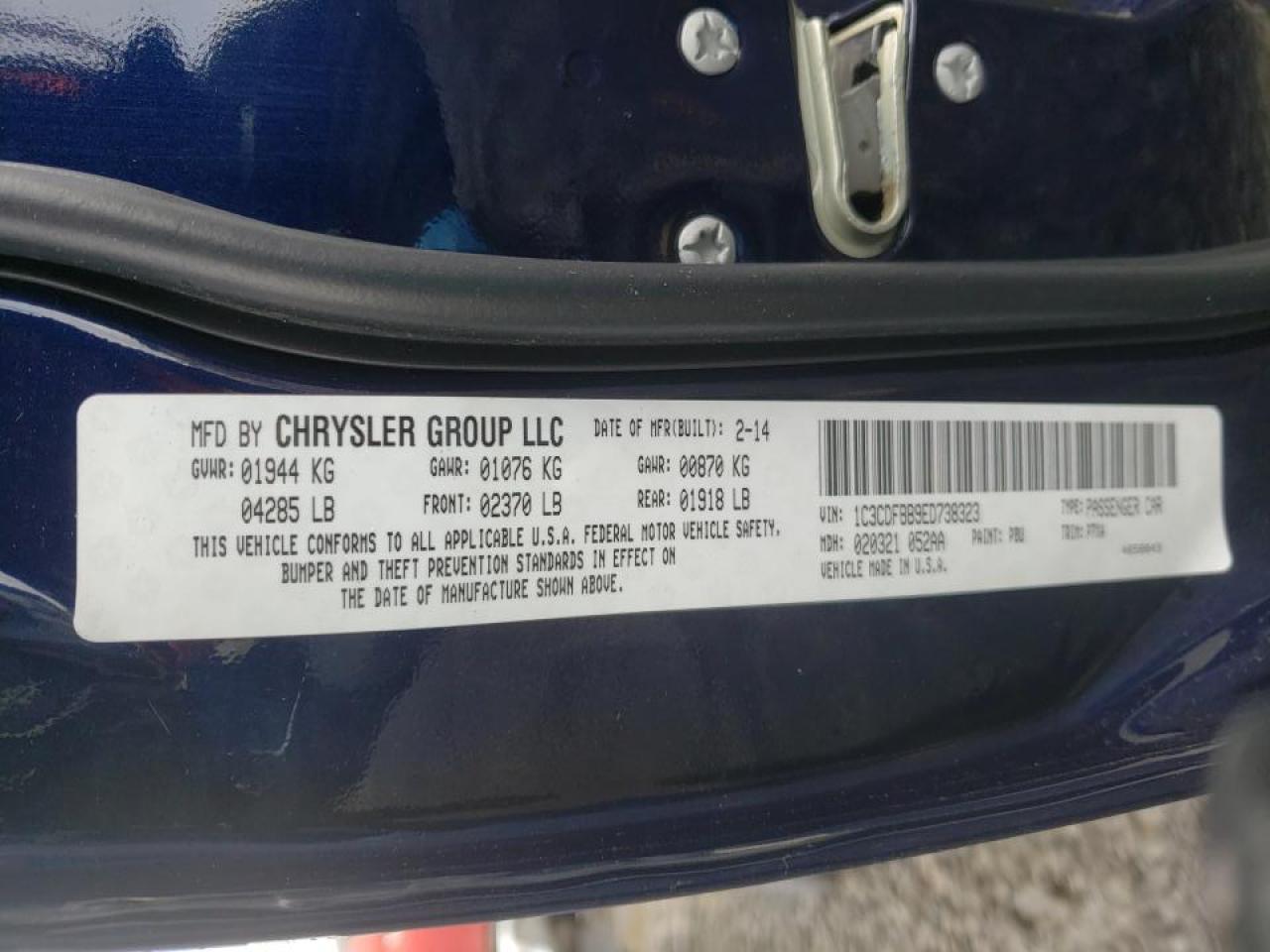 Photo 10 from auction – 2014 DODGE DART SXT with VIN 1C3CDFBB9ED738323