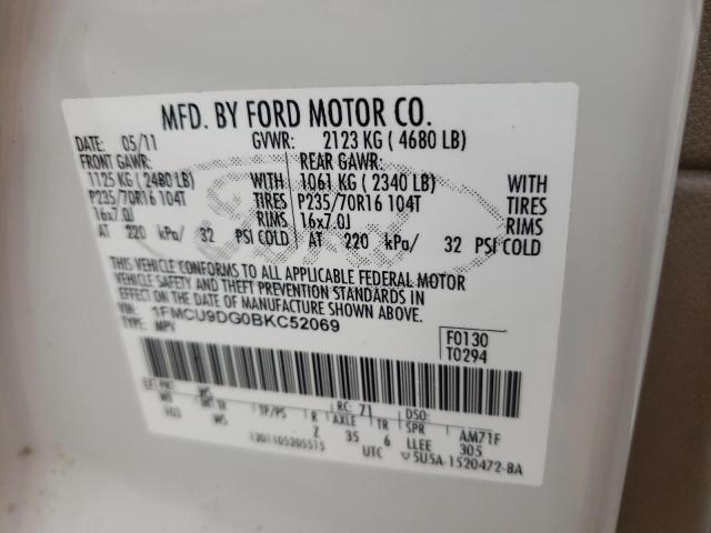 Photo 10 from auction – 2011 FORD ESCAPE XLT with VIN 1FMCU9DG0BKC52069