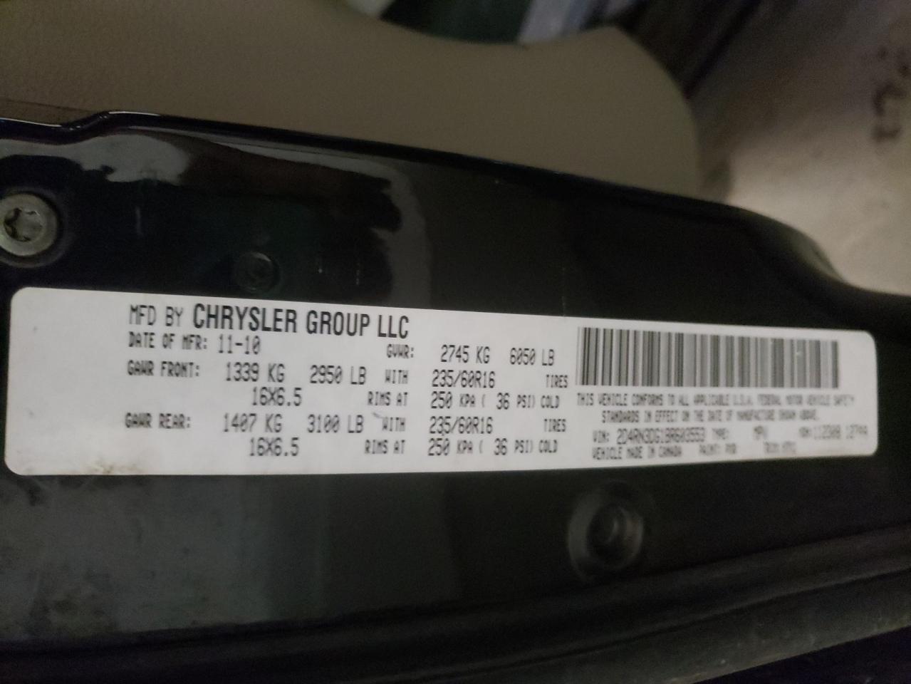 Photo 10 from auction – 2011 DODGE GRAND CARA with VIN 2D4RN3DG1BR603553