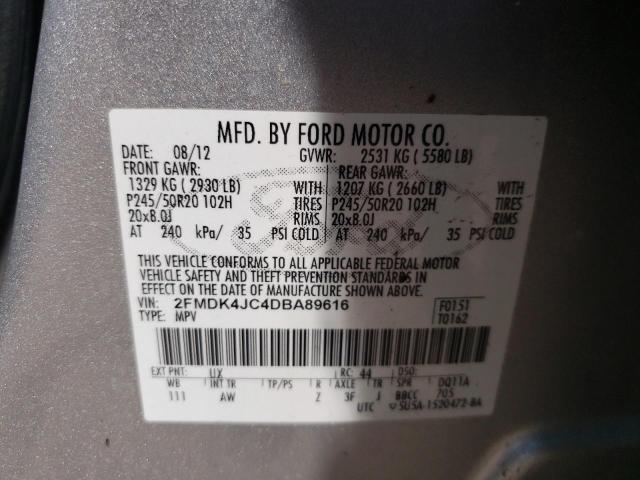 Photo 10 from auction – 2013 FORD EDGE SEL with VIN 2FMDK4JC4DBA89616