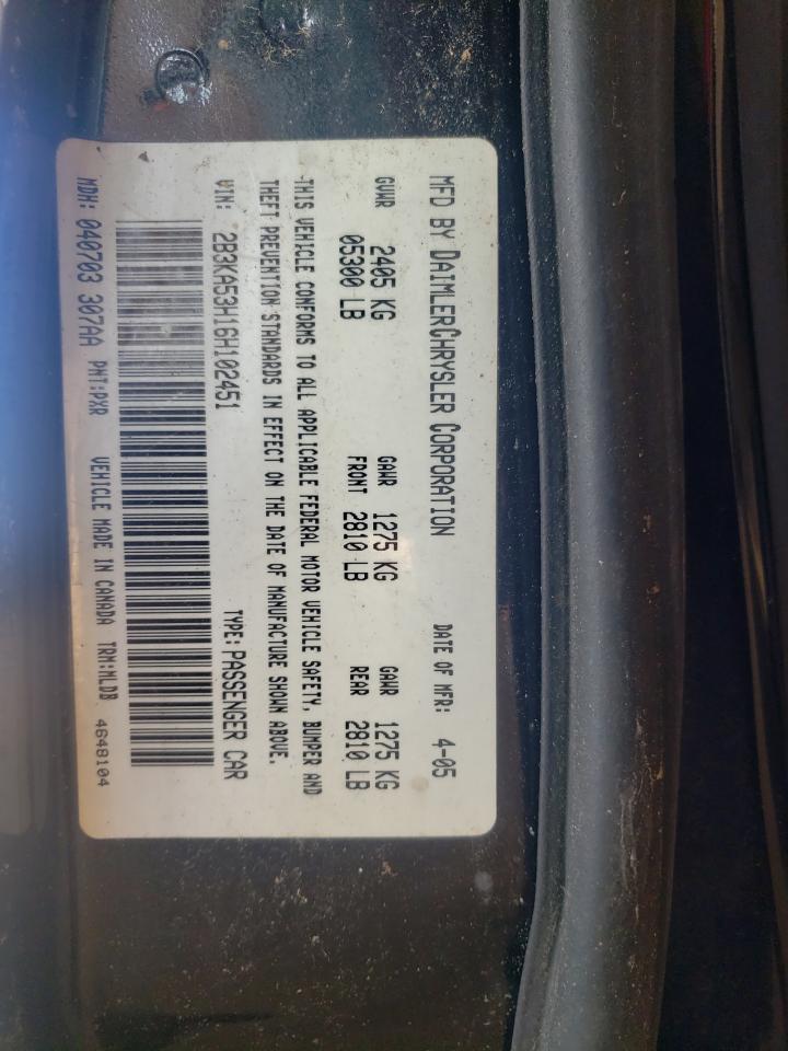 Photo 10 from auction – 2006 DODGE CHARGER R/ with VIN 2B3KA53H16H102451