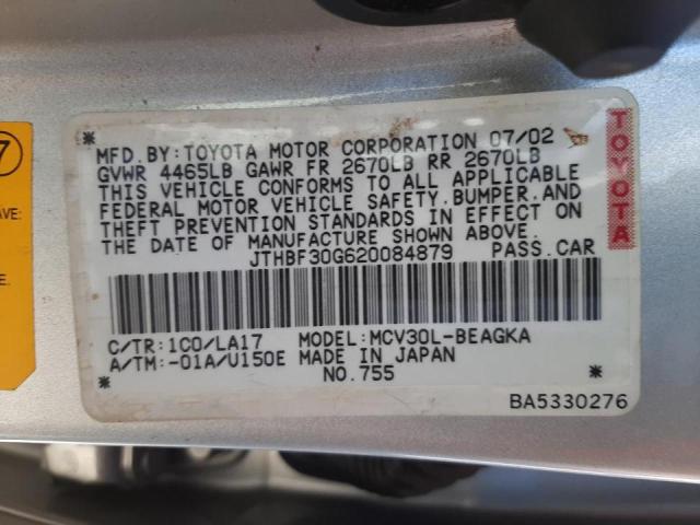 Photo 10 from auction – 2002 LEXUS ES 300 with VIN JTHBF30G620084879