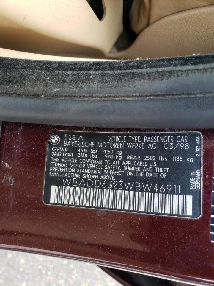 Photo 10 from auction – 1998 BMW 528 I AUTO with VIN WBADD6323WBW46911