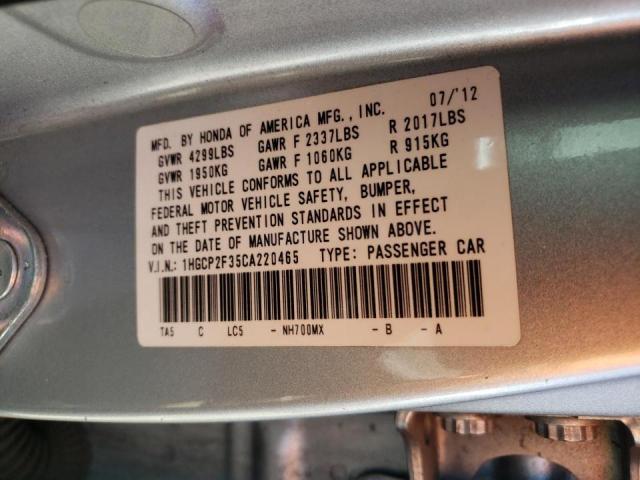 Photo 10 from auction – 2012 HONDA ACCORD LX with VIN 1HGCP2F35CA220465