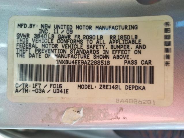 Photo 10 from auction – 2010 TOYOTA COROLLA BA with VIN 1NXBU4EE9AZ288518