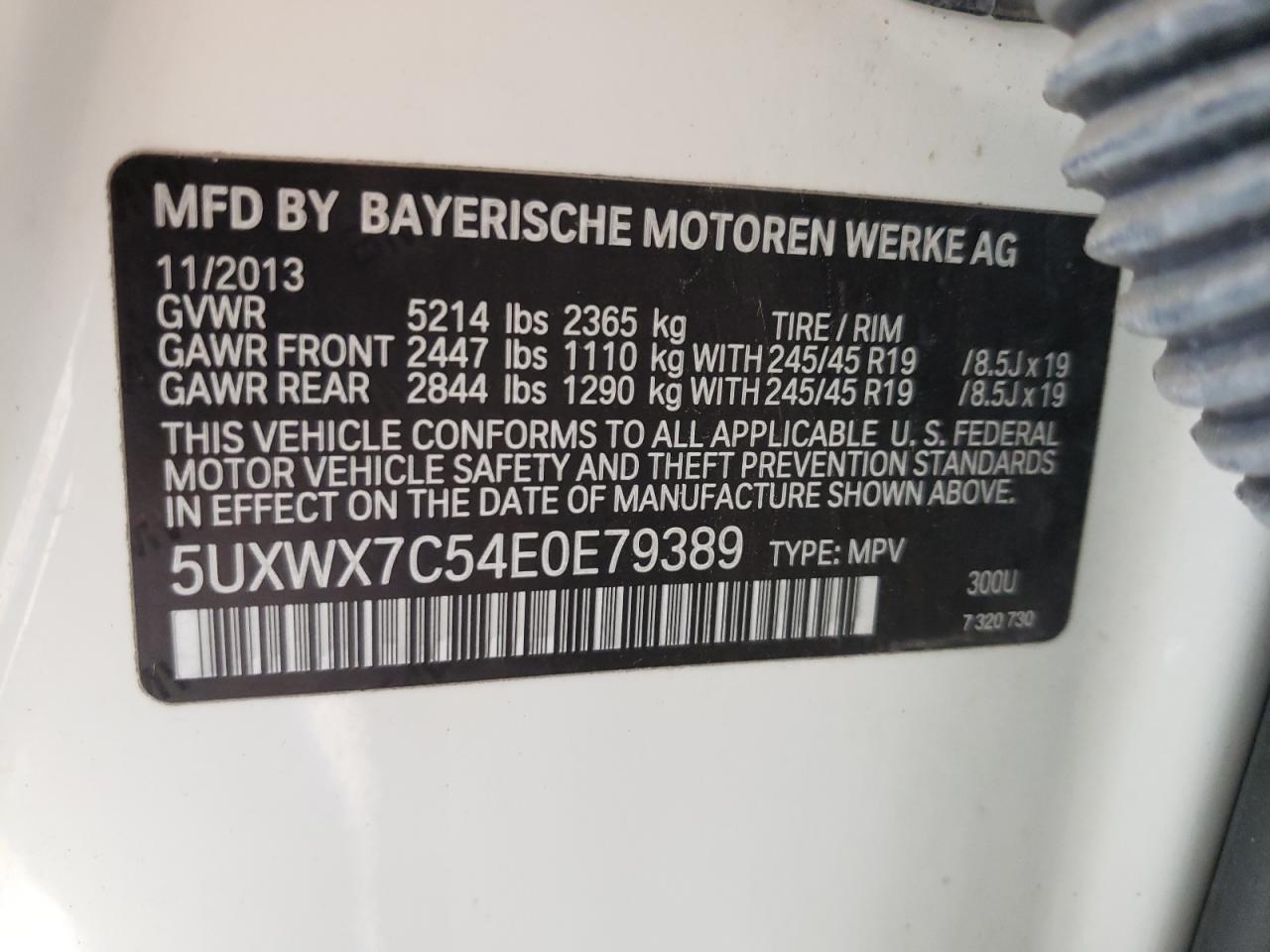 Photo 10 from auction – 2014 BMW X3 XDRIVE3 with VIN 5UXWX7C54E0E79389