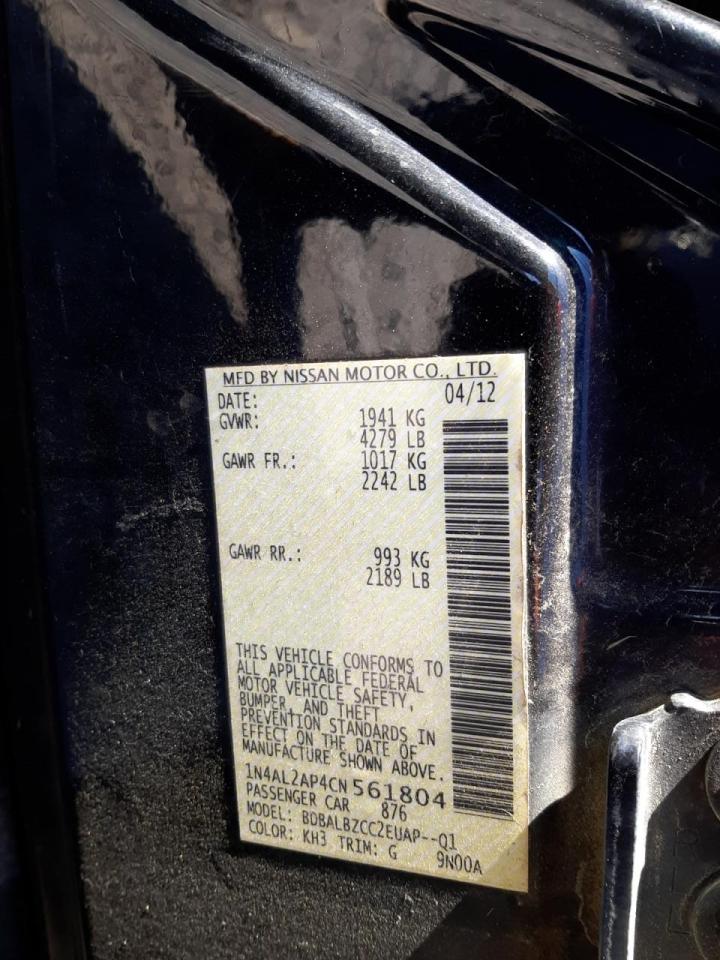 Photo 10 from auction – 2012 NISSAN ALTIMA 2.5 with VIN 1N4AL2AP4CN561804