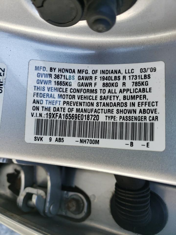 Photo 10 from auction – 2009 HONDA CIVIC LX with VIN 19XFA16569E018720