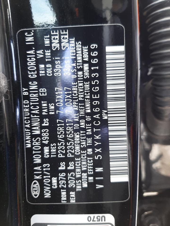 Photo 10 from auction – 2014 KIA SORENTO LX with VIN 5XYKTCA69EG531669