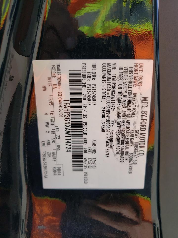Photo 10 from auction – 2010 FORD FOCUS with VIN 1FAHP3GNXAW114724